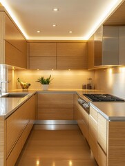 Modern Light Wood Kitchen Design With Stainless Steel Appliances