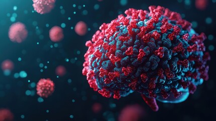 Covid-19 virus illustration science lab digital art abstract environment close-up view pandemic awareness