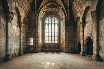 Fantasy medieval throne room in the castle.