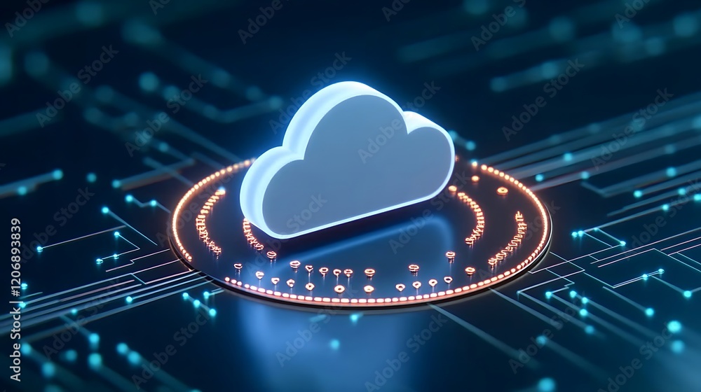 Poster futuristic cloud computing technology concept with digital circuitry and data connection visualizati
