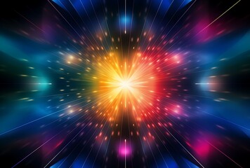 Naklejka premium Colorful light effects on a black background, swirling colorful lights in the dark