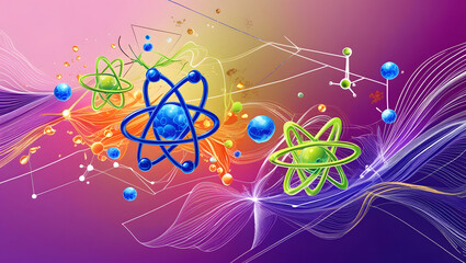 colorful and vibrant scientific background with molecules vector illustration. AI Generated