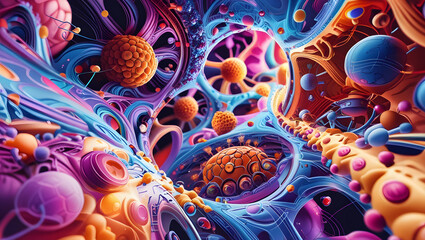 colorful and vibrant scientific background with molecules vector illustration. AI Generated