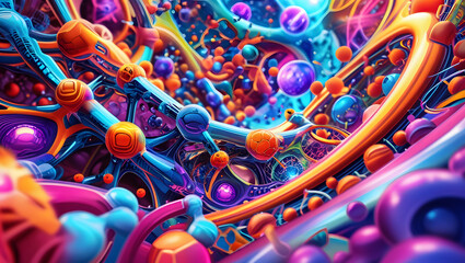colorful and vibrant scientific background with molecules vector illustration. AI Generated