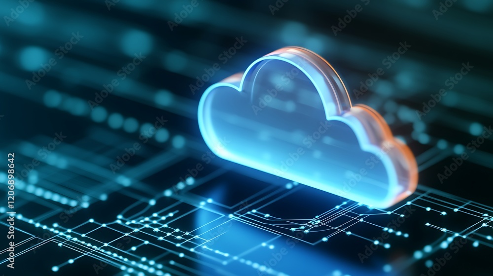 Poster futuristic cloud technology with abstract digital circuit background for data storage and connectivi