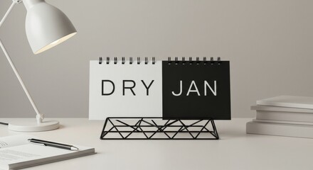 Dry January Minimalist Calendar Design with Elegant Black and White Text