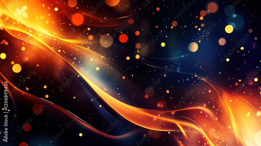 Aufkleber abstract background with glowing waves and bokeh lights