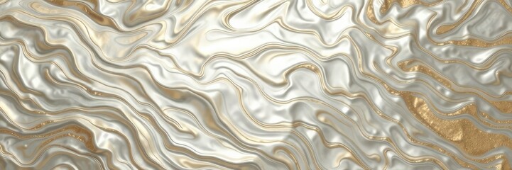 Fototapeta premium Abstract silver and gold swirling texture resembling molten metal, texture, pattern