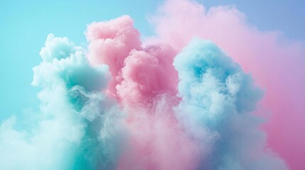 Fototapeta premium Dreamy Pastel Cloudscape: Soft Pink and Blue Hues