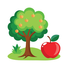Delicious apple and tree with fruits vector art illustrator.