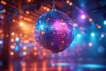 Obraz premium Disco Ball With Golden Light Accents
