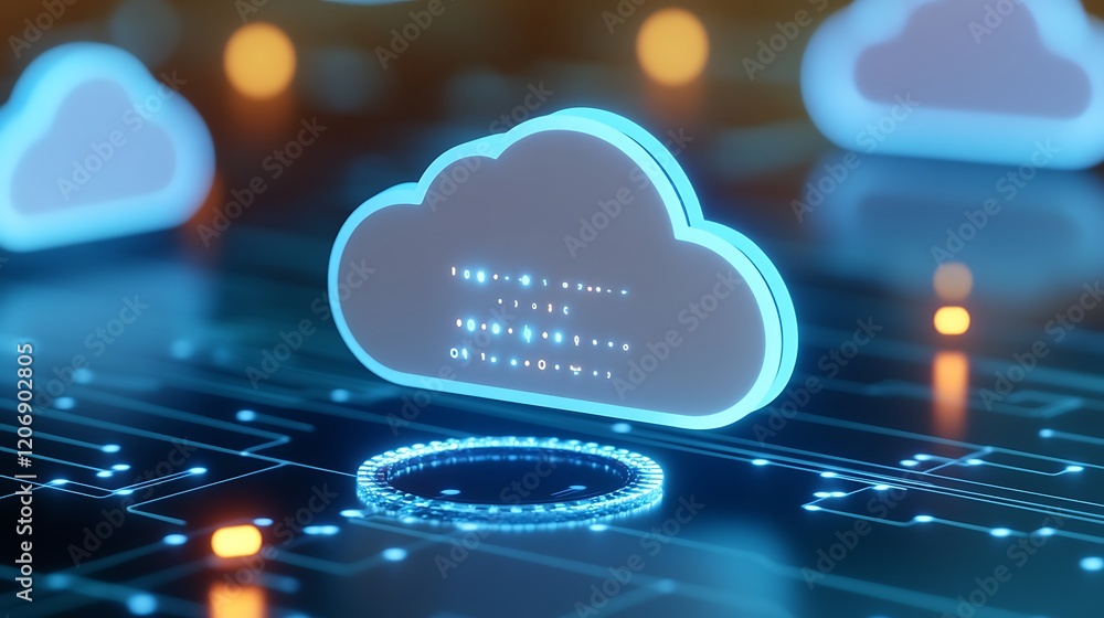 Poster futuristic digital cloud technology concept with data connectivity and abstract circuit background
