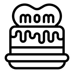 Cake with “MOM” Text Line Icon