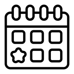 Calendar with Priority Stars Line Icon