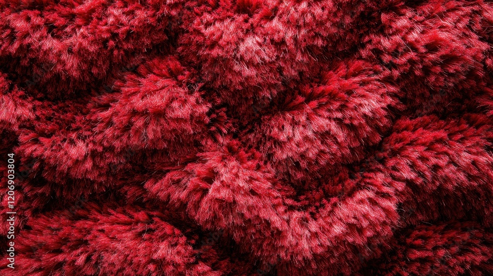 Poster texture of vibrant red fabric showcases intricate patterns and depth, stirring emotions and inviting