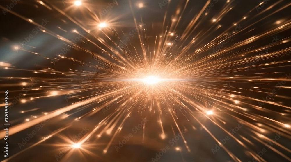 Aufkleber dynamic sparks emanating from a central point abstract environment digital art vibrant viewpoint