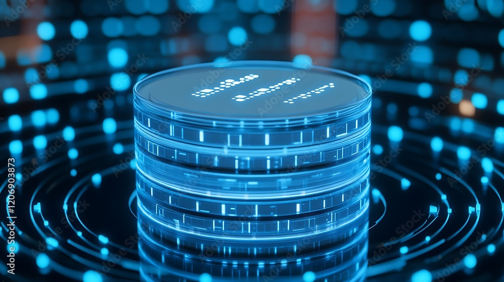 Aufkleber futuristic digital database design with glowing circuits in a high-tech environment
