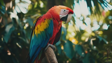 Obraz premium Scarlet Macaw in Lush Greenery