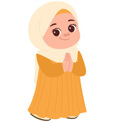 Cute Girl in Hijab and Dress Illustration