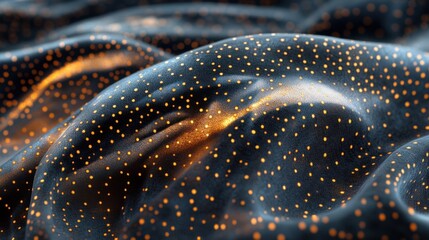 Swirling metallic texture adorned with shimmering golden specks in a captivating abstract design