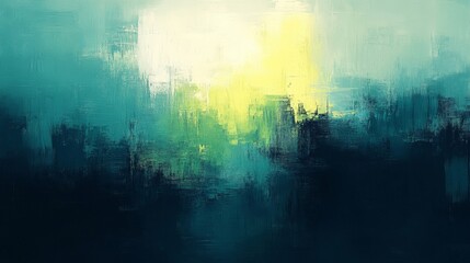 Fototapeta premium Abstract Landscape with Teal, Green, and Yellow Hues