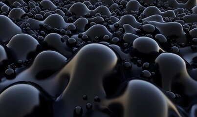 Obraz premium Dark liquid, flowing, abstract background, 3D render, design