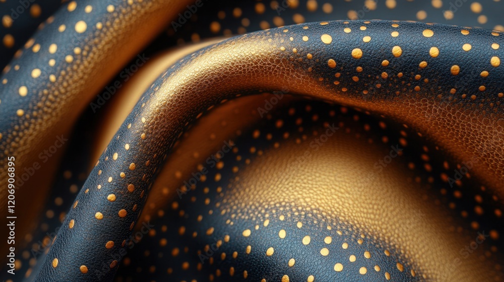 Poster elegant fabric showcases a mesmerizing interplay of gold and navy textures in intricate patterns and