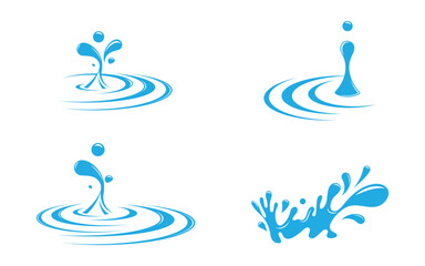 Fresh dynamic flow Water wave splash water drop icon vector illustration design template