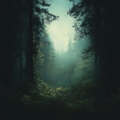 Obraz premium Mysterious woods adventure exploring the foggy enchanted nature scene