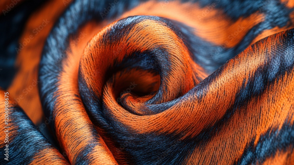 Poster vibrant swirl of orange and blue fabric showcases intricate patterns in a delicate display of textur