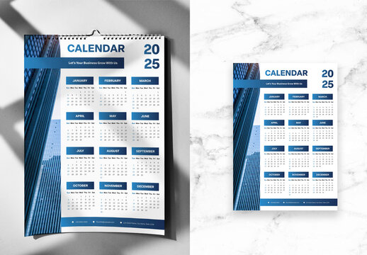 Gradient Blue And White Calendar