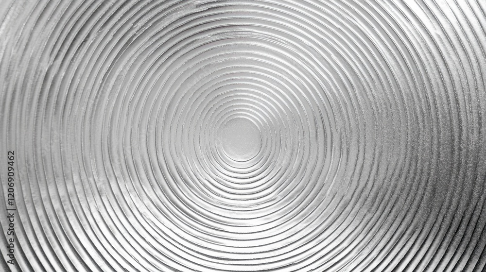 Poster abstract silver spiral pattern with concentric circles and metallic texture