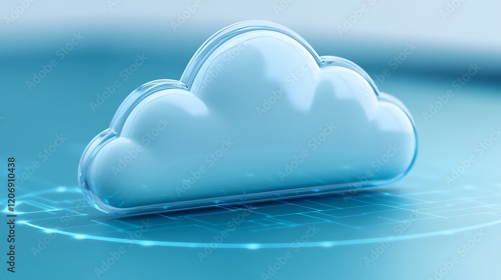 Poster modern cloud symbol on digital background with data visualization and networking concept for technol