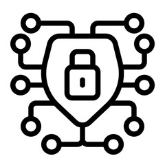 Locked Network Node Line Icon