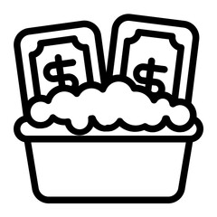 Money with Soap Bubbles Line Icon