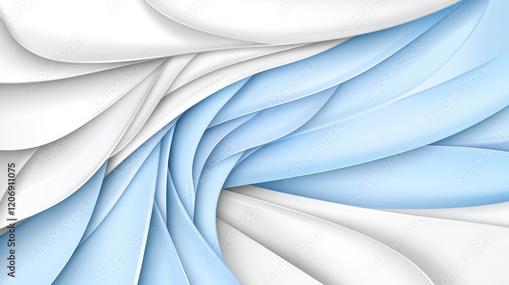 Poster dynamic digital art unique blue and white wave patterns in modern artistic design