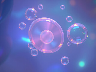 Abstract composition of bright oil bubbles in clear liquid, bubbles, texture, arrangement