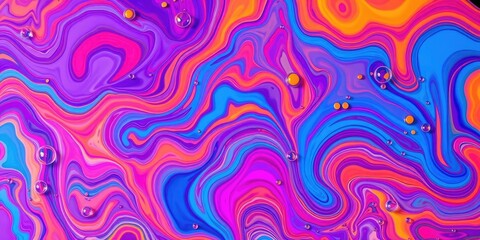 Abstract colorful liquid background with swirly shapes and bubbles, fluid motion, bubbly textures