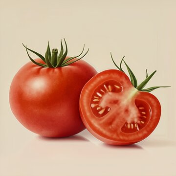 Tomatoes, light background, two tomatoes