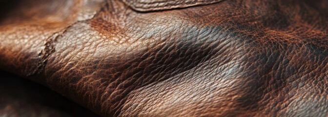 Fototapeta premium Aged, distressed leather macro with unique patina