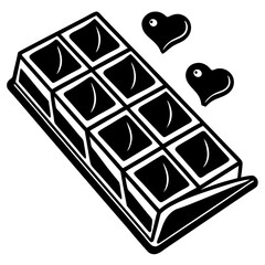 A chocolate bar with heart-shaped pieces