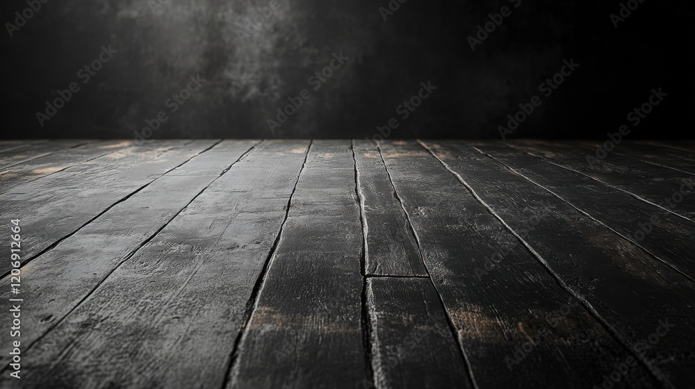 Poster dark and rustic wooden floor creates a moody atmosphere perfect for artistic expression and creative