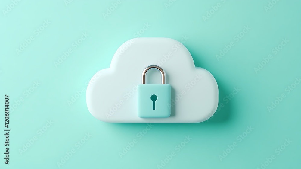 Aufkleber secure cloud storage concept with lock symbol for data protection and privacy assurance