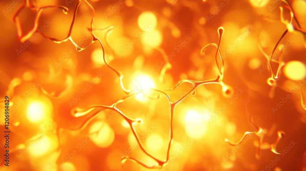 Aufkleber abstract glowing background with fine strands and luminous particles creating a warm, vibrant atmosp