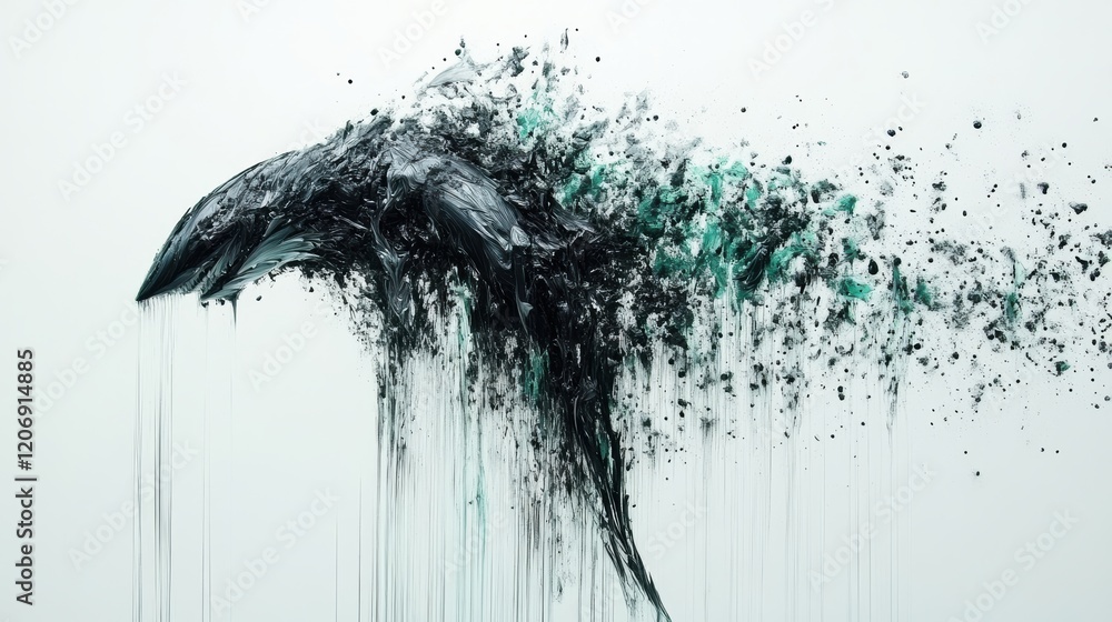 Poster dynamic digital art abstract minimalist bird in flight conceptualization