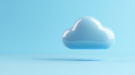 Obraz premium Soft and Glossy Blue Cloud on a Light Blue Background for Backgrounds and Themes in Modern Designs