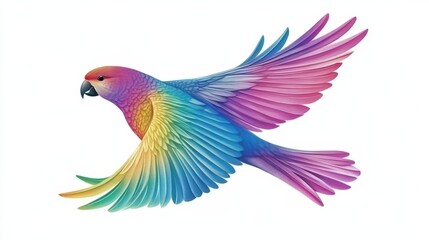 Fototapeta premium Vibrant rainbow parrot in flight nature scene digital artwork colorful feathered beauty