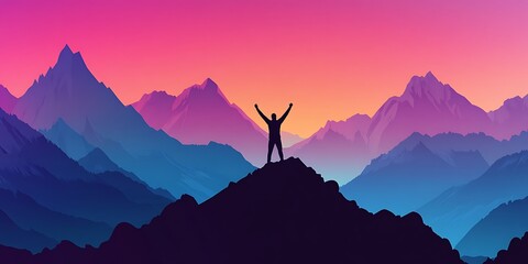 a silhouette of a man holding his arms up