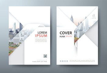 White Annual Report Brochure Design Template, A4 Layout for Flyers, Presentations, Book Covers, and Leaflets
