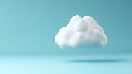 Soft White Cloud Floating Above a Turquoise Background with a Minimalist Style and Clean Aesthetic Appeal